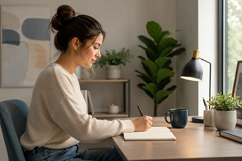 calm workspace in natural light