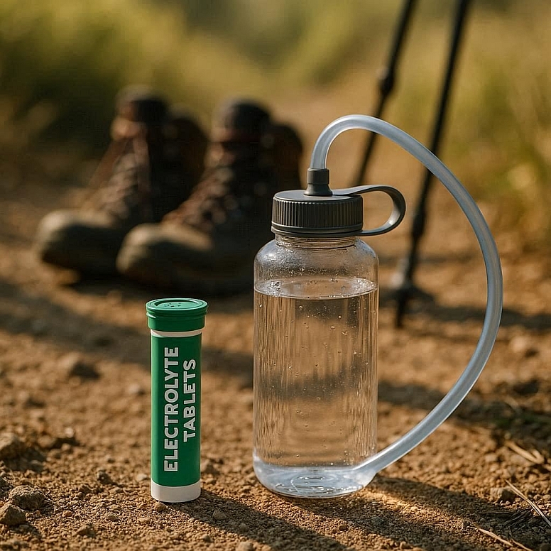 hydration setup during a hike