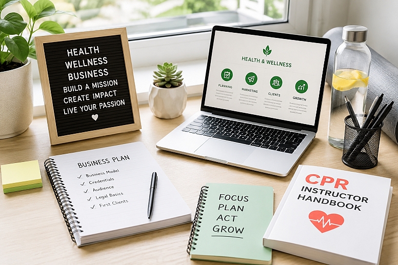 modern wellness business workspace setup