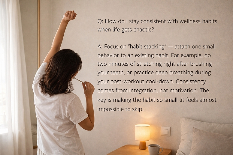 morning routine and self care stretch