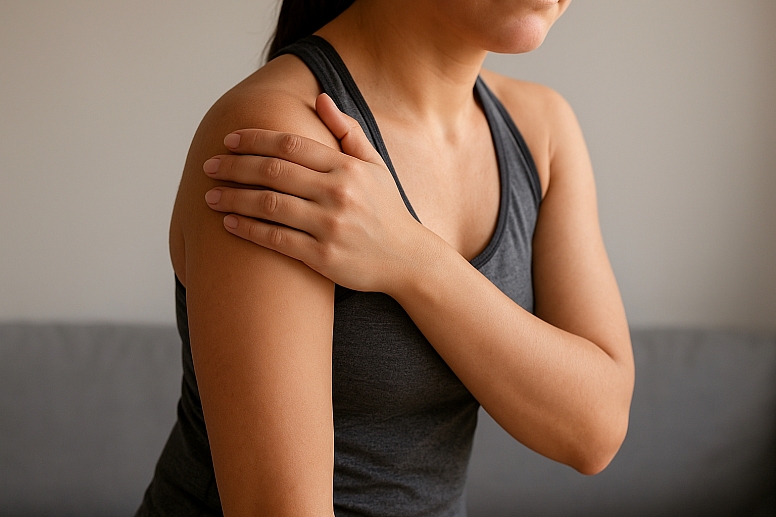 shoulder discomfort relief gesture