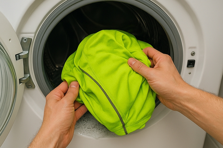 washing neon green sportswear