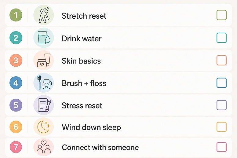 wellness routine checklist in pastels